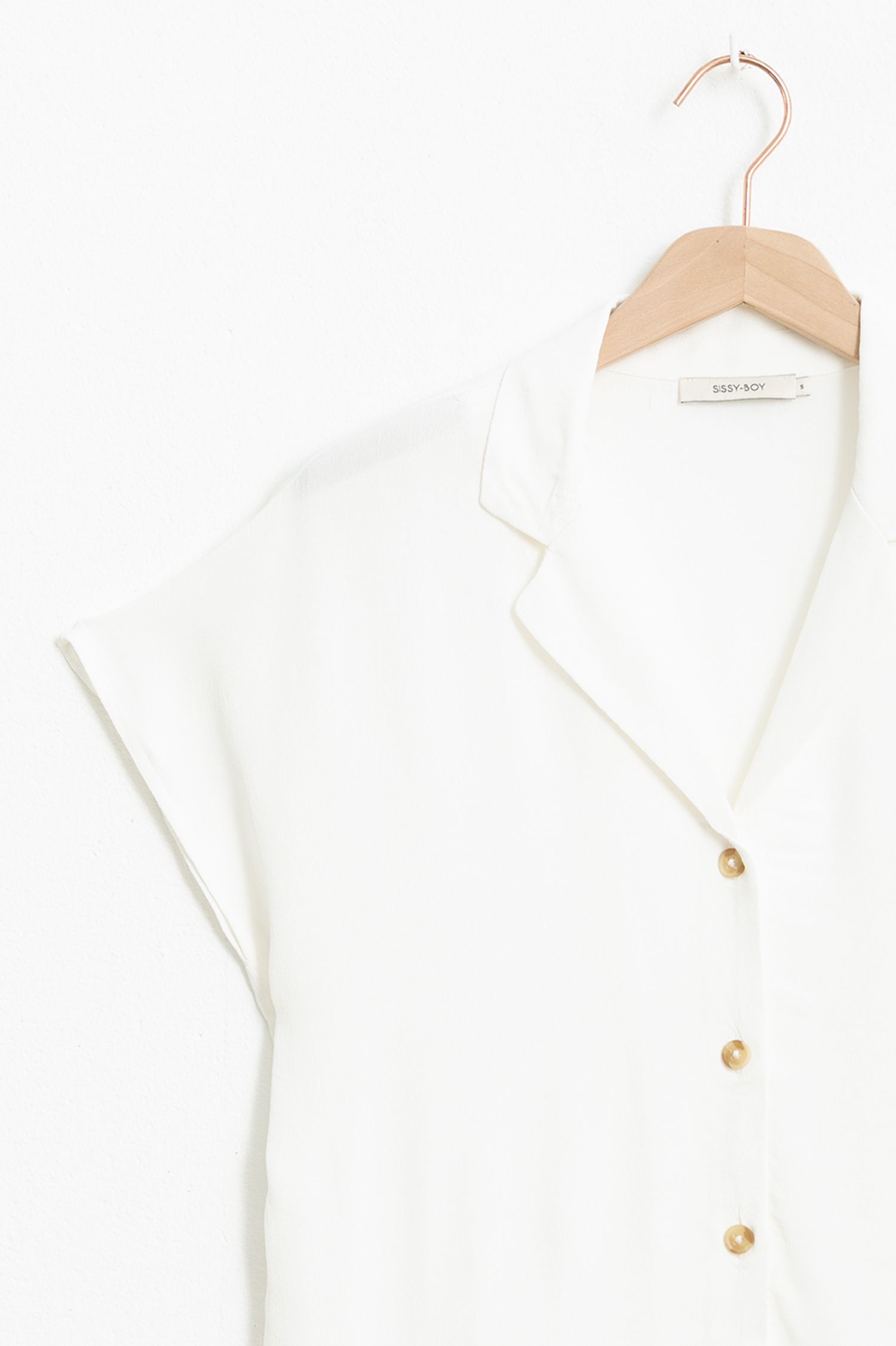 Weiße kurzarmbluse mit kragen damen Clearance